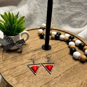 Red Triangle Drop Earrings